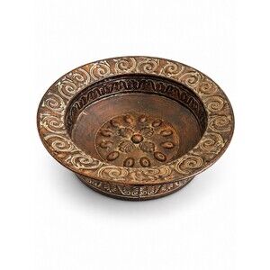 Hosley Elegant Expressions Iron Decorative Bowl 12” Rustic Bronze Scrollwork